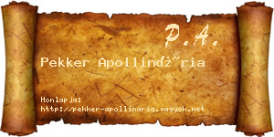 Pekker Apollinária névjegykártya